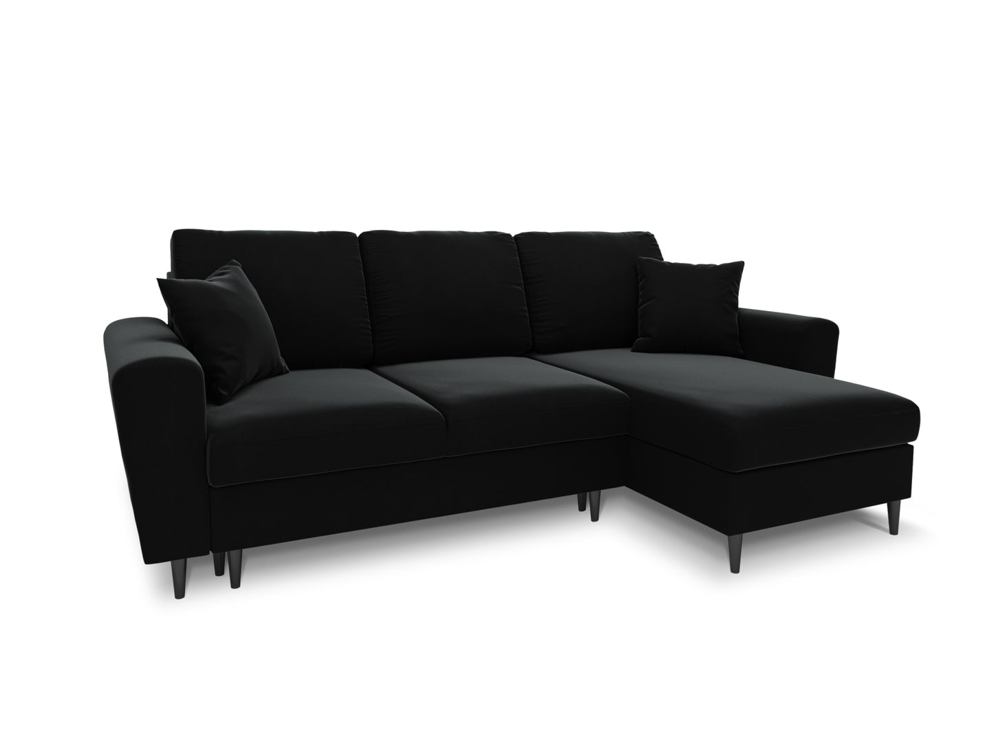 Kyoto Reversible Corner Sofa With Bed Function And Box, 4 Seats, 241x145 cm — Black / Black Chrome Metal