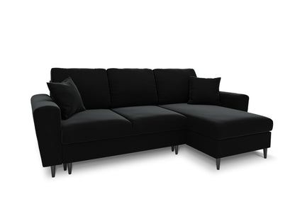 Kyoto Reversible Corner Sofa With Bed Function And Box, 4 Seats, 241x145 cm — Black / Black Chrome Metal