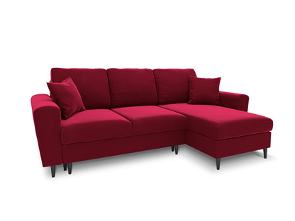 Kyoto Reversible Corner Sofa With Bed Function And Box, 4 Seats, 241x145 cm — Red / Black Chrome Metal