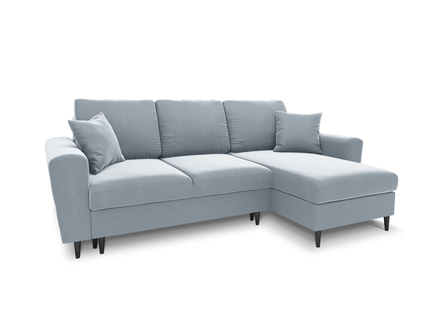 Kyoto Reversible Corner Sofa With Bed Function And Box, 4 Seats, 241x145 cm — Light Blue / Black Chrome Metal