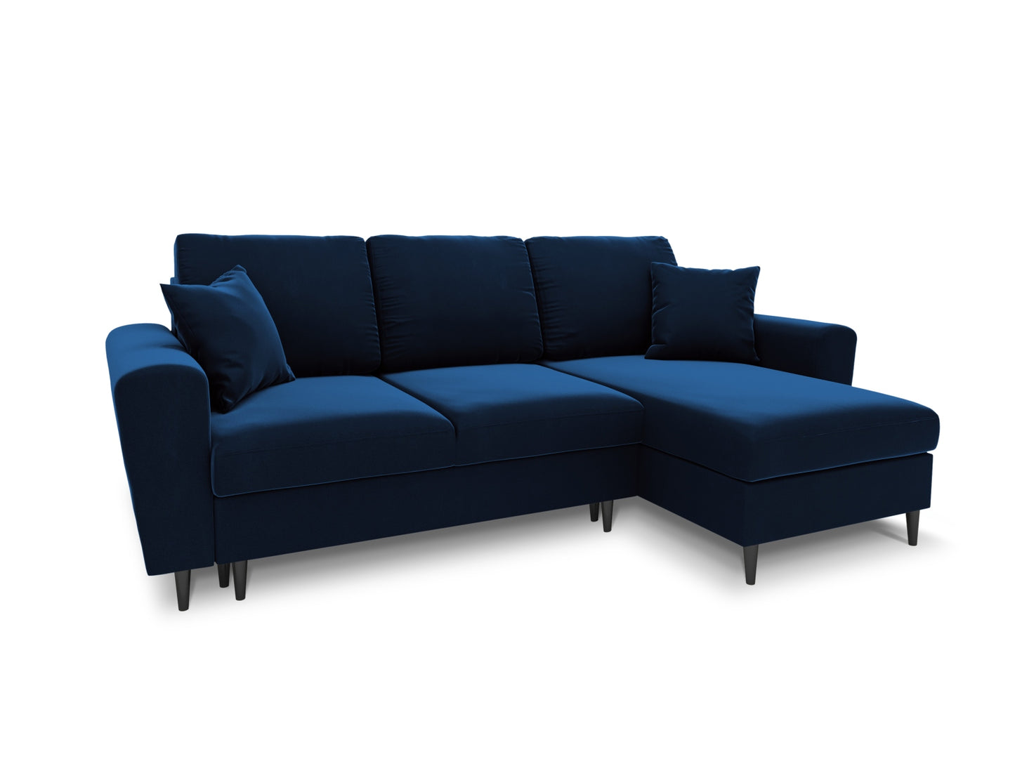 Kyoto Reversible Corner Sofa With Bed Function And Box, 4 Seats, 241x145 cm — Royal Blue / Black Chrome Metal