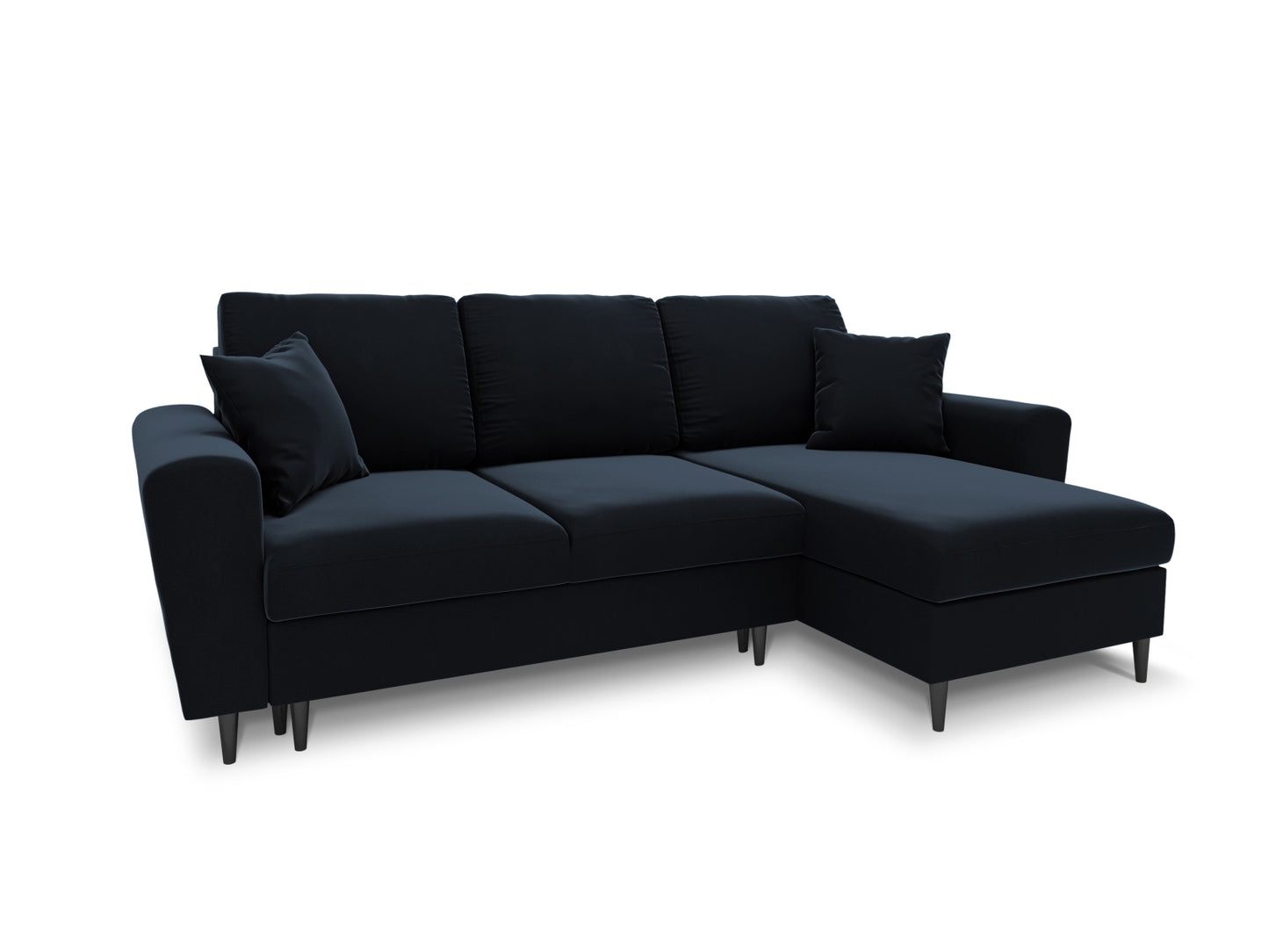 Kyoto Reversible Corner Sofa With Bed Function And Box, 4 Seats, 241x145 cm — Dark Blue / Black Chrome Metal