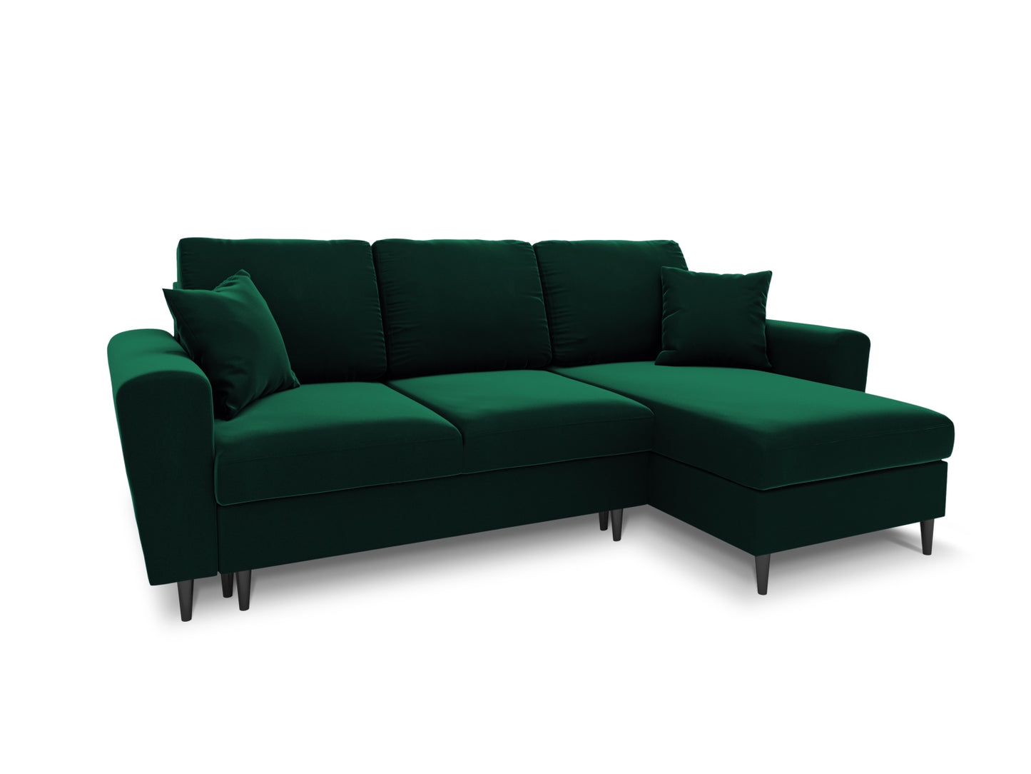 Kyoto Reversible Corner Sofa With Bed Function And Box, 4 Seats, 241x145 cm — Bottle Green / Black Chrome Metal