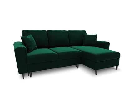 Kyoto Reversible Corner Sofa With Bed Function And Box, 4 Seats, 241x145 cm — Bottle Green / Black Chrome Metal