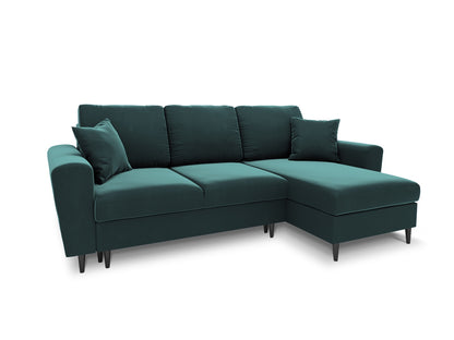 Kyoto Reversible Corner Sofa With Bed Function And Box, 4 Seats, 241x145 cm — Petrol / Black Chrome Metal