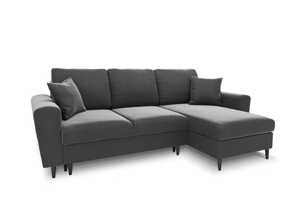 Kyoto Reversible Corner Sofa With Bed Function And Box, 4 Seats, 241x145 cm — Light Grey / Black Chrome Metal