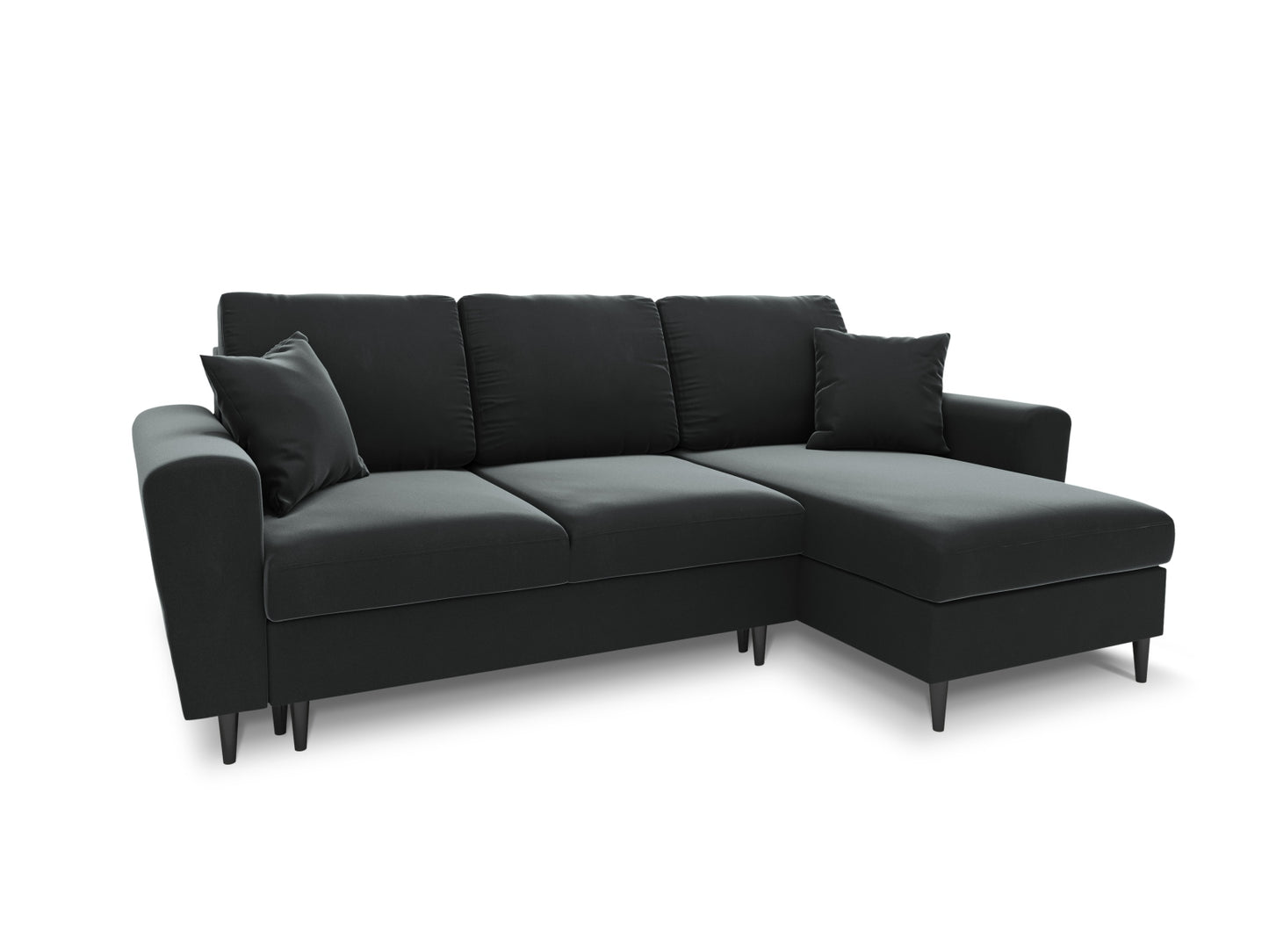 Kyoto Reversible Corner Sofa With Bed Function And Box, 4 Seats, 241x145 cm — Dark Grey / Black Chrome Metal