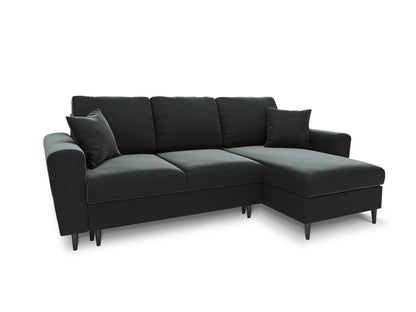 Kyoto Reversible Corner Sofa With Bed Function And Box, 4 Seats, 241x145 cm — Dark Grey / Black Chrome Metal