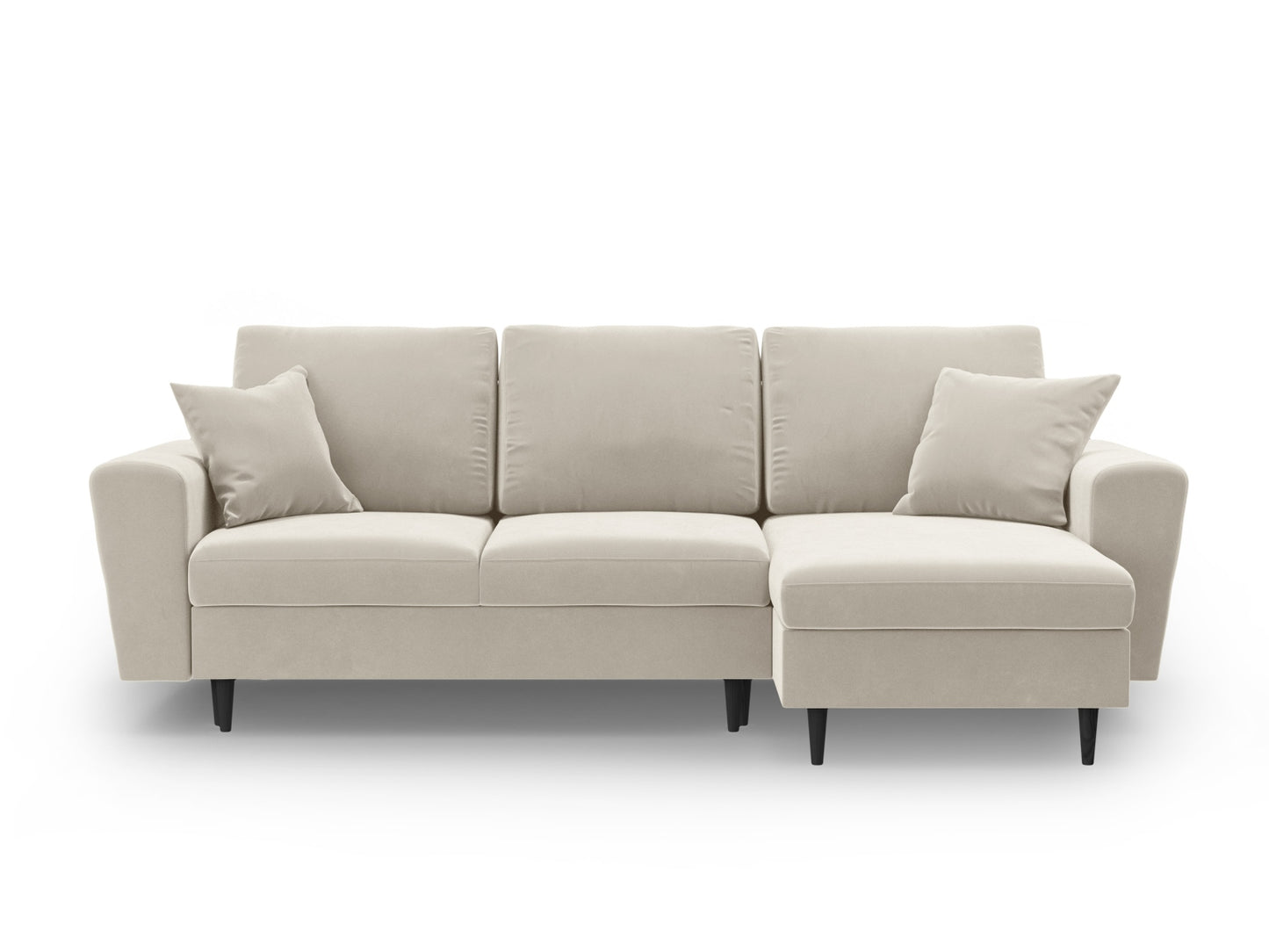 Kyoto Reversible Corner Sofa With Bed Function And Box, 4 Seats, 241x145 cm — Light Beige / Black Beech Wood