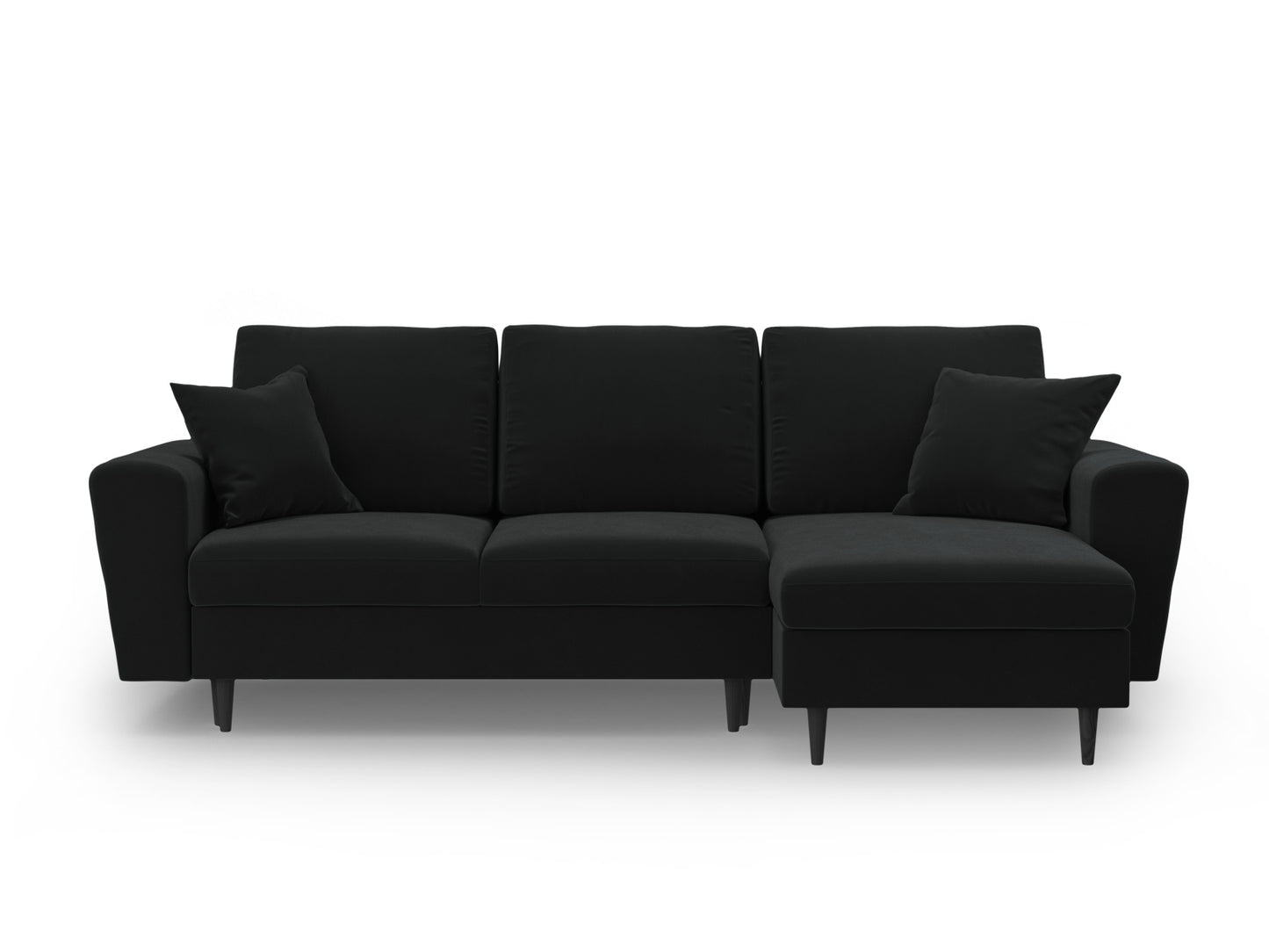 Kyoto Reversible Corner Sofa With Bed Function And Box, 4 Seats, 241x145 cm — Black / Black Beech Wood