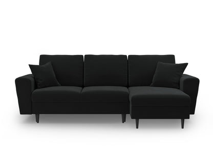 Kyoto Reversible Corner Sofa With Bed Function And Box, 4 Seats, 241x145 cm — Black / Black Beech Wood
