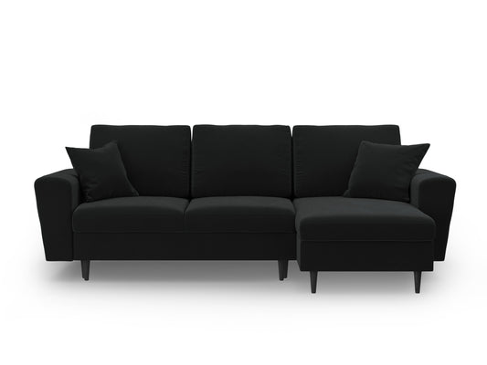 Kyoto Reversible Corner Sofa With Bed Function And Box, 4 Seats, 241x145 cm — Black / Black Beech Wood