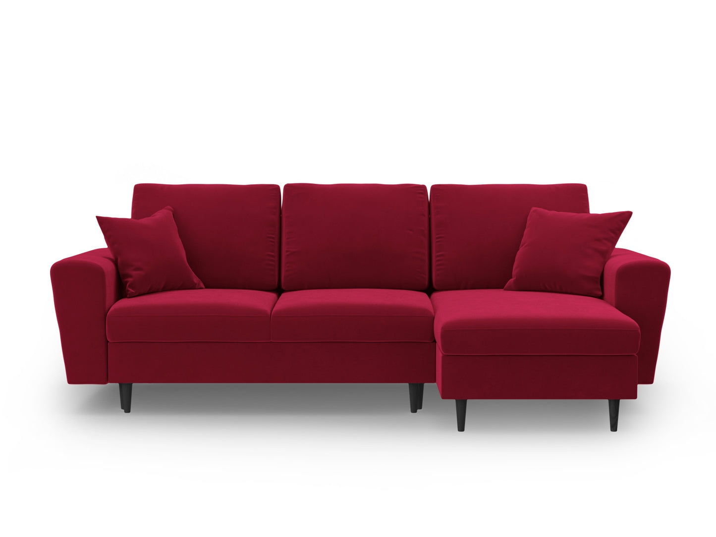 Kyoto Reversible Corner Sofa With Bed Function And Box, 4 Seats, 241x145 cm — Red / Black Beech Wood