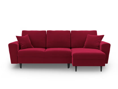 Kyoto Reversible Corner Sofa With Bed Function And Box, 4 Seats, 241x145 cm — Red / Black Beech Wood