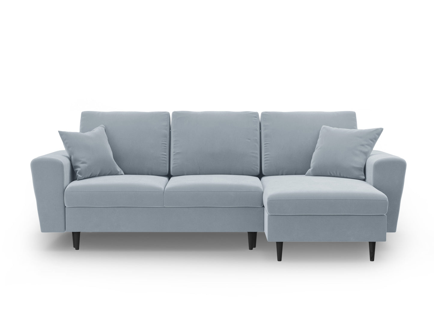 Kyoto Reversible Corner Sofa With Bed Function And Box, 4 Seats, 241x145 cm — Light Blue / Black Beech Wood