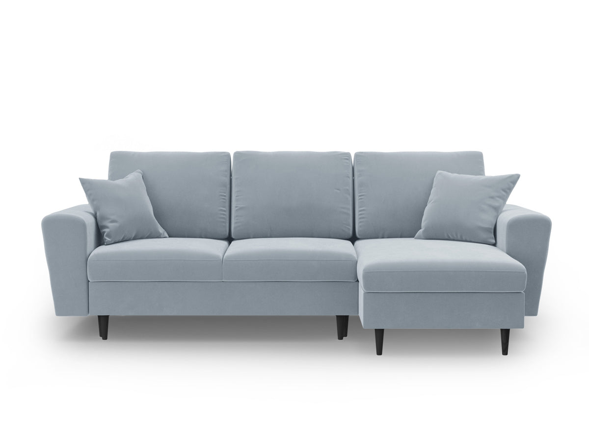 Kyoto Reversible Corner Sofa With Bed Function And Box, 4 Seats, 241x145 cm — Light Blue / Black Beech Wood