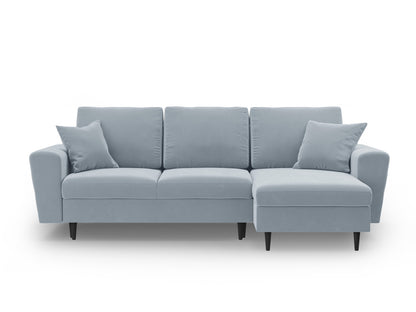 Kyoto Reversible Corner Sofa With Bed Function And Box, 4 Seats, 241x145 cm — Light Blue / Black Beech Wood