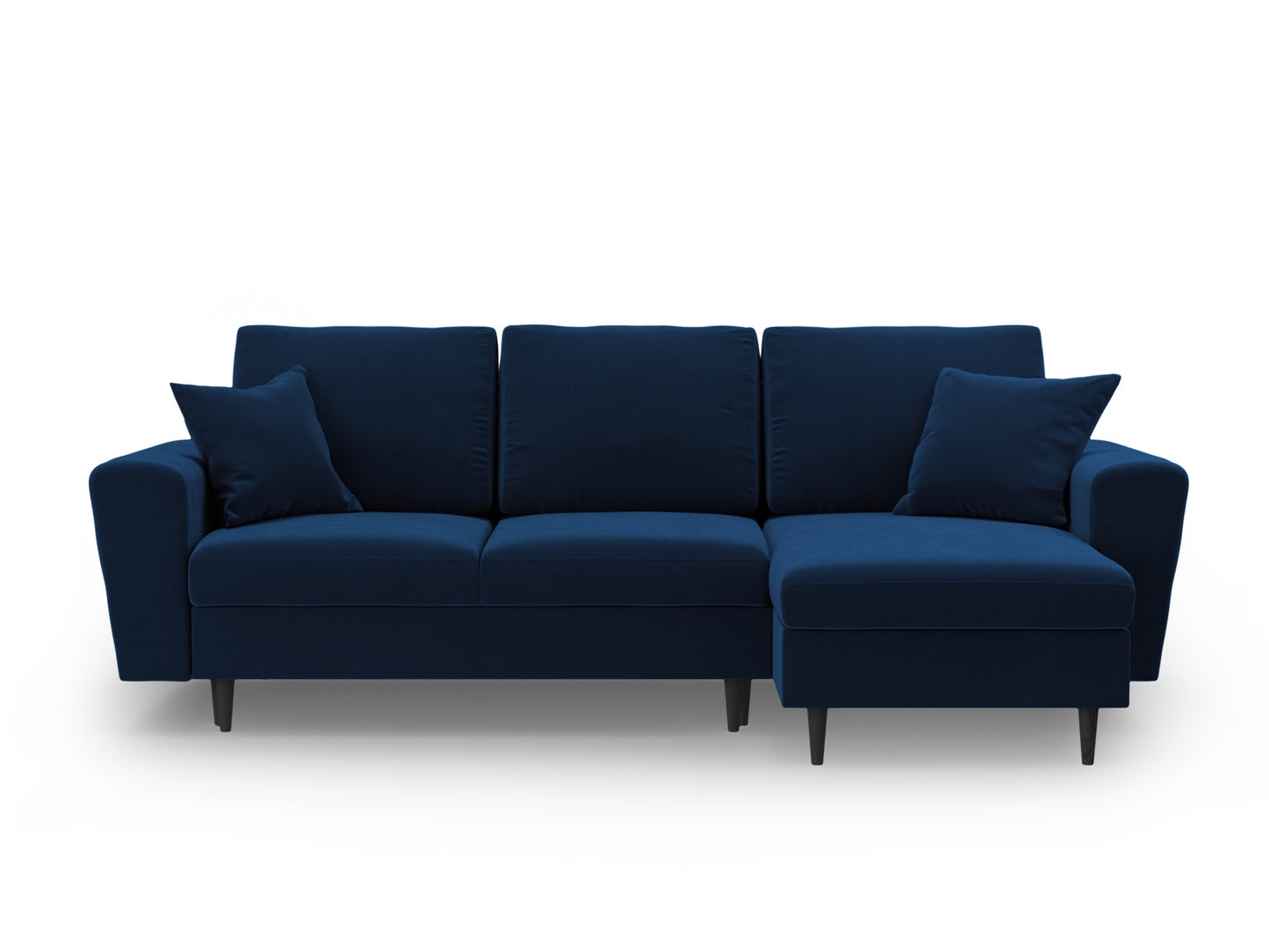 Kyoto Reversible Corner Sofa With Bed Function And Box, 4 Seats, 241x145 cm — Royal Blue / Black Beech Wood
