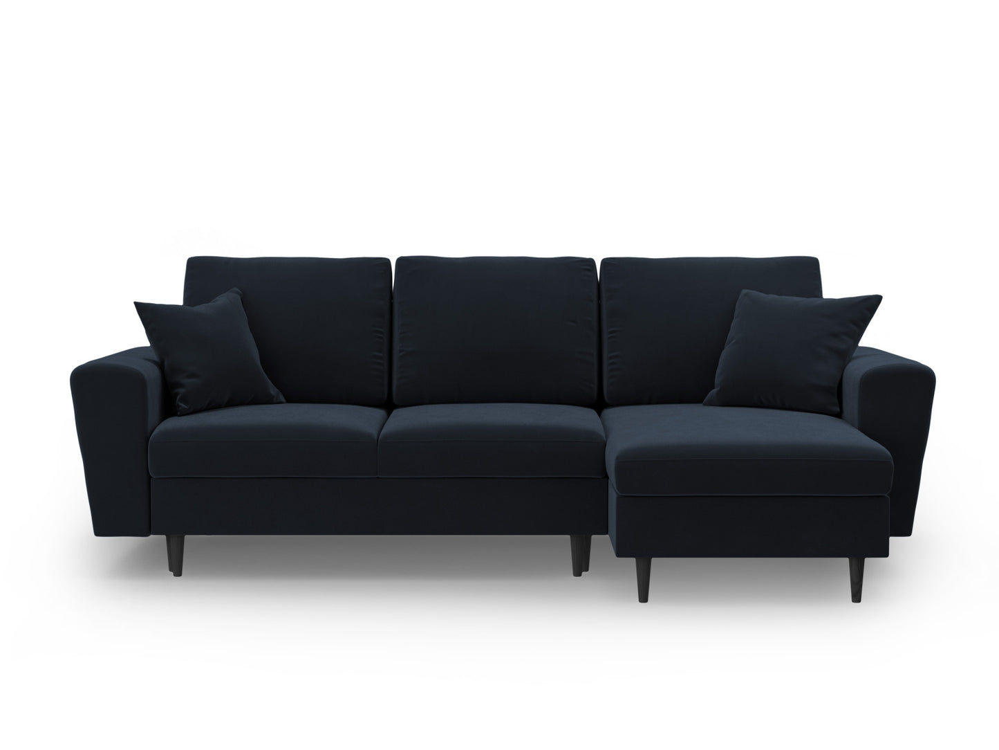 Kyoto Reversible Corner Sofa With Bed Function And Box, 4 Seats, 241x145 cm — Dark Blue / Black Beech Wood