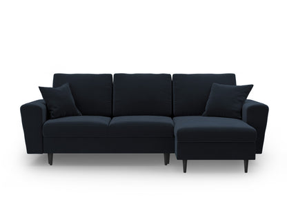 Kyoto Reversible Corner Sofa With Bed Function And Box, 4 Seats, 241x145 cm — Dark Blue / Black Beech Wood