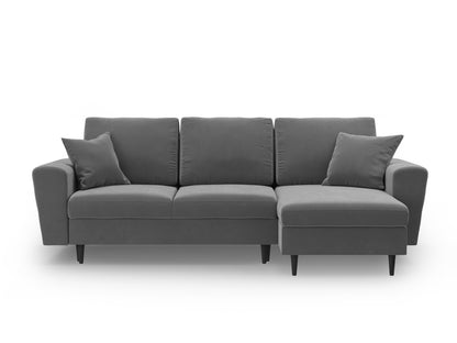 Kyoto Reversible Corner Sofa With Bed Function And Box, 4 Seats, 241x145 cm — Light Grey / Black Beech Wood