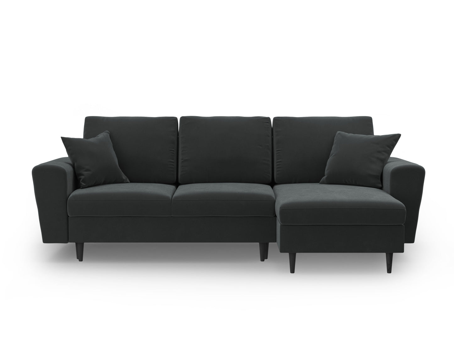 Kyoto Reversible Corner Sofa With Bed Function And Box, 4 Seats, 241x145 cm — Dark Grey / Black Beech Wood