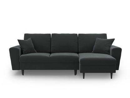Kyoto Reversible Corner Sofa With Bed Function And Box, 4 Seats, 241x145 cm — Dark Grey / Black Beech Wood
