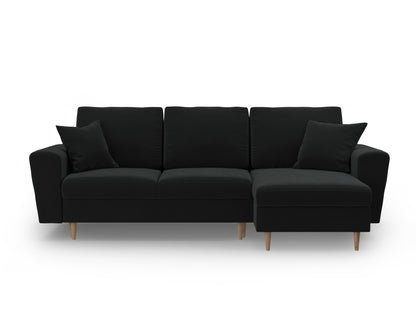 Kyoto Reversible Corner Sofa With Bed Function And Box, 4 Seats, 241x145 cm — Black / Natural Beech Wood