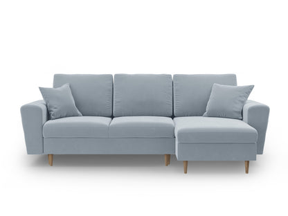 Kyoto Reversible Corner Sofa With Bed Function And Box, 4 Seats, 241x145 cm — Light Blue / Natural Beech Wood