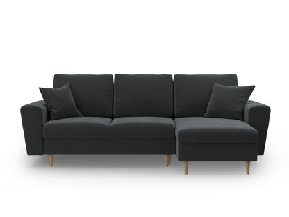 Kyoto Reversible Corner Sofa With Bed Function And Box, 4 Seats, 241x145 cm — Dark Grey / Natural Beech Wood