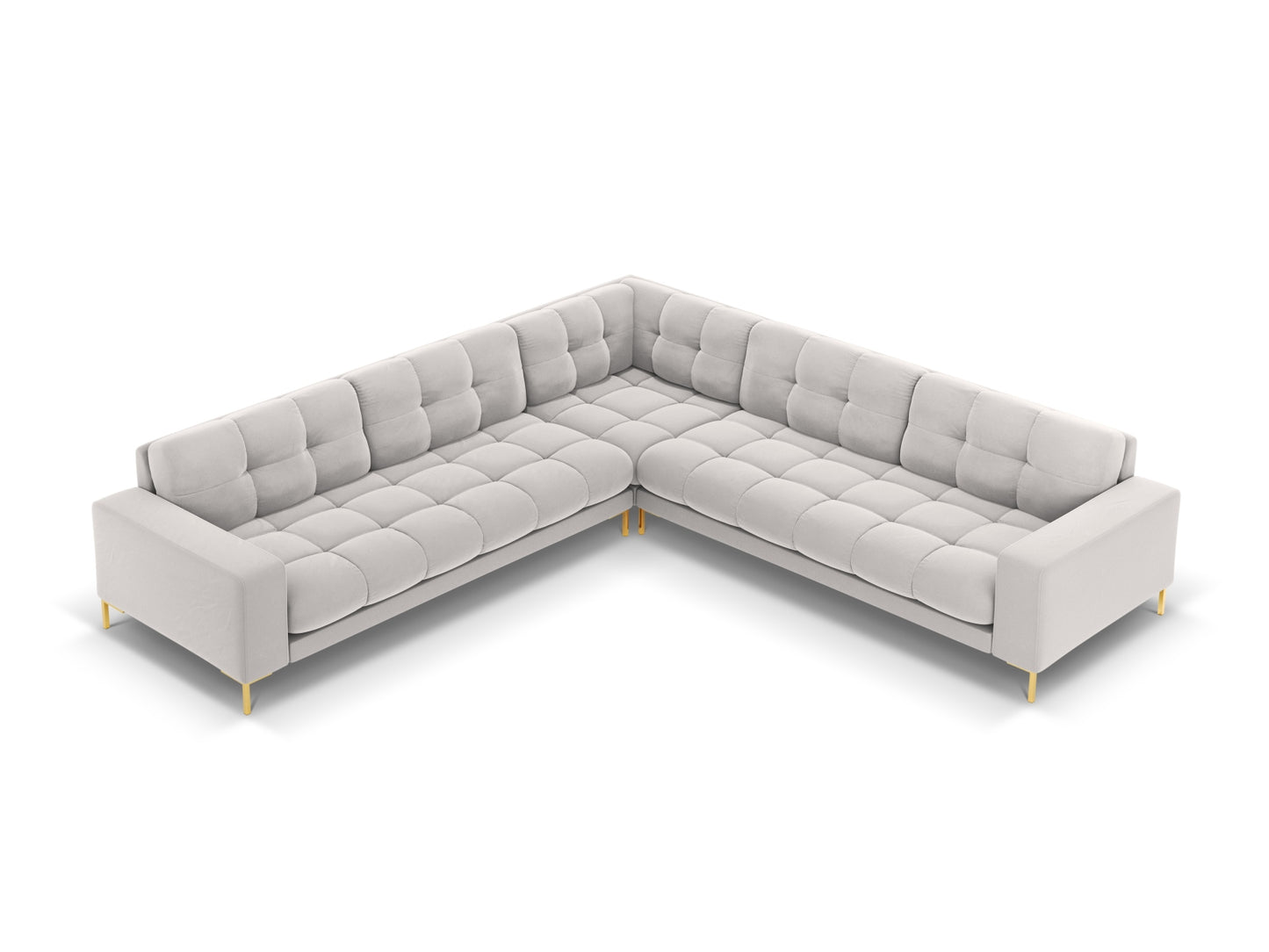 Bali Symmetrical Corner Sofa, 6 Seats, 256x256 cm — Silver / Gold Metal