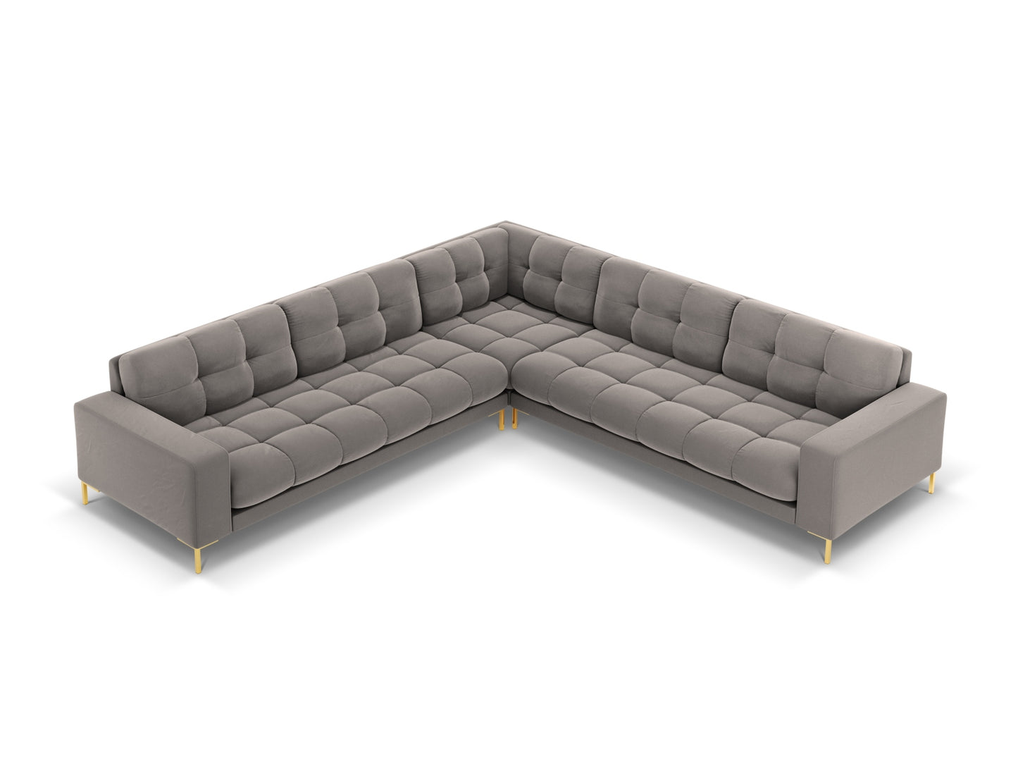 Bali Symmetrical Corner Sofa, 6 Seats, 256x256 cm — Light Grey / Gold Metal