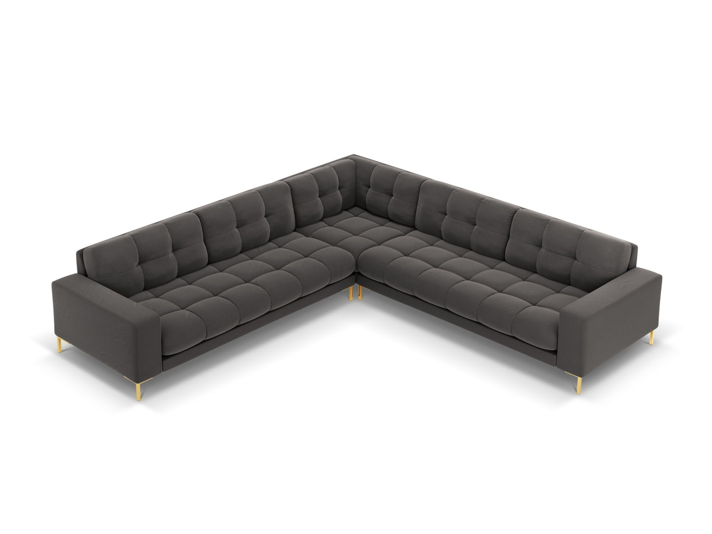 Bali Symmetrical Corner Sofa, 6 Seats, 256x256 cm — Dark Grey / Gold Metal