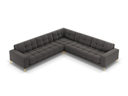 Bali Symmetrical Corner Sofa, 6 Seats, 256x256 cm — Dark Grey / Gold Metal