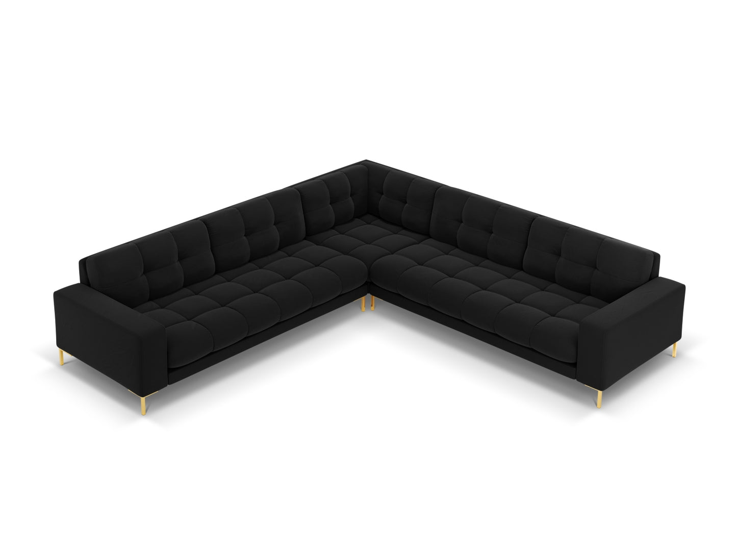 Bali Symmetrical Corner Sofa, 6 Seats, 256x256 cm — Black / Gold Metal