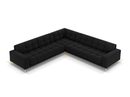 Bali Symmetrical Corner Sofa, 6 Seats, 256x256 cm — Black / Gold Metal