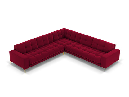 Bali Symmetrical Corner Sofa, 6 Seats, 256x256 cm — Red / Gold Metal