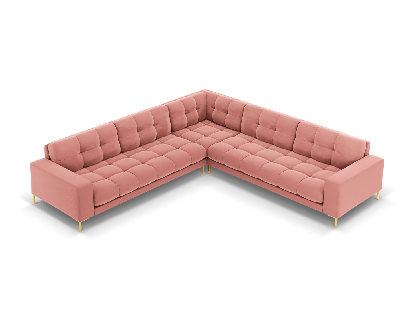 Bali Symmetrical Corner Sofa, 6 Seats, 256x256 cm — Pink / Gold Metal
