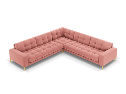 Bali Symmetrical Corner Sofa, 6 Seats, 256x256 cm — Pink / Gold Metal