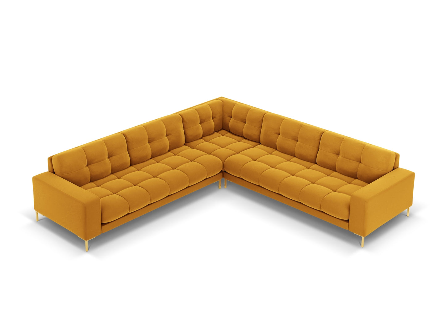 Bali Symmetrical Corner Sofa, 6 Seats, 256x256 cm — Yellow / Gold Metal