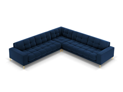 Bali Symmetrical Corner Sofa, 6 Seats, 256x256 cm — Royal Blue / Gold Metal