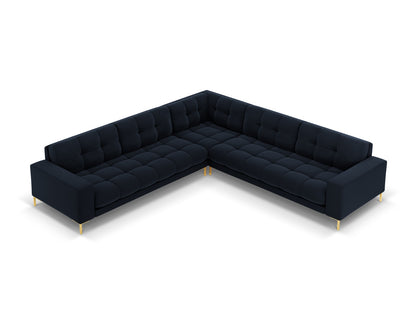 Bali Symmetrical Corner Sofa, 6 Seats, 256x256 cm — Dark Blue / Gold Metal