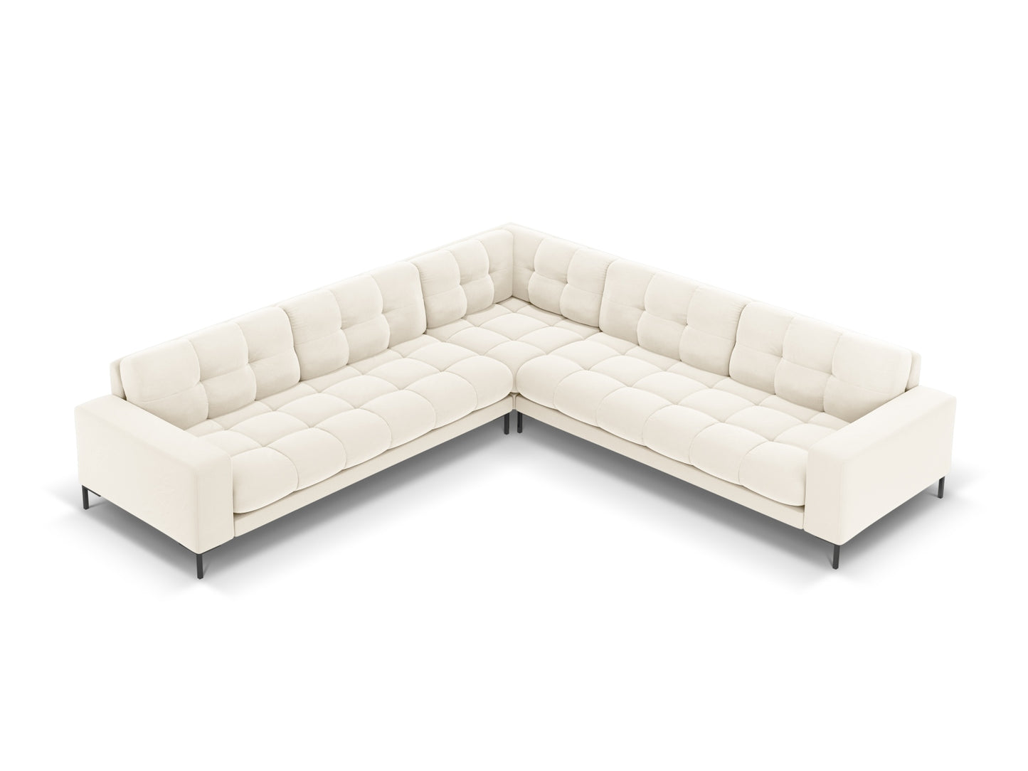 Bali Symmetrical Corner Sofa, 6 Seats, 256x256 cm — Light Beige / Black Metal