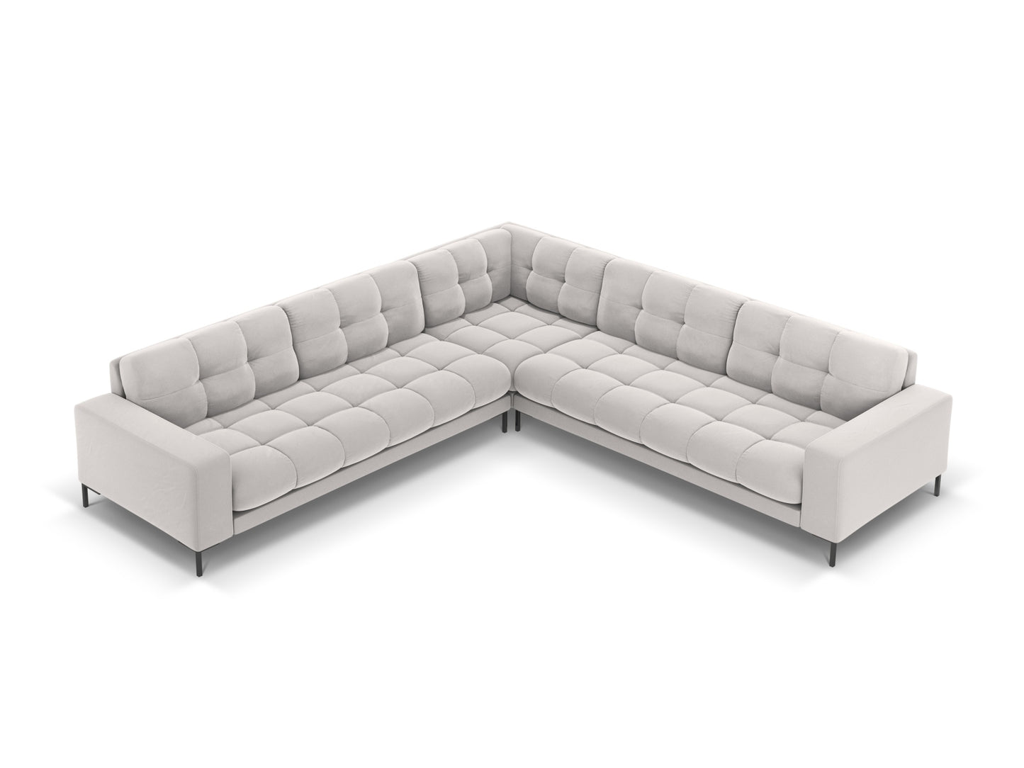 Bali Symmetrical Corner Sofa, 6 Seats, 256x256 cm — Silver / Black Metal