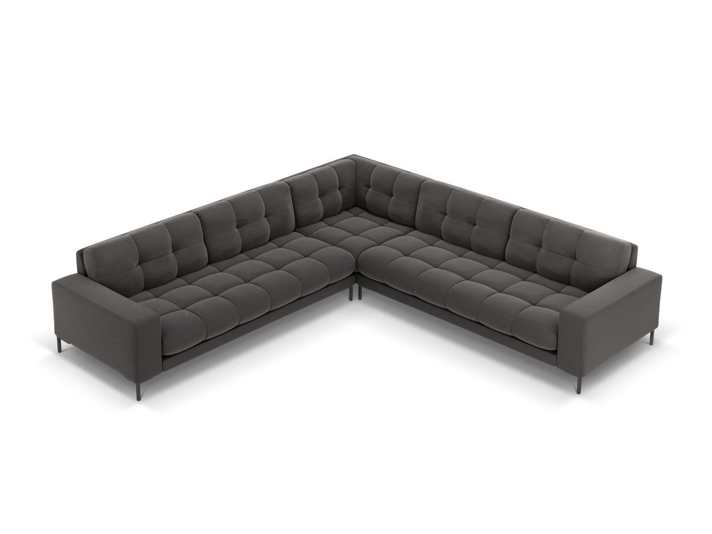 Bali Symmetrical Corner Sofa, 6 Seats, 256x256 cm — Dark Grey / Black Metal