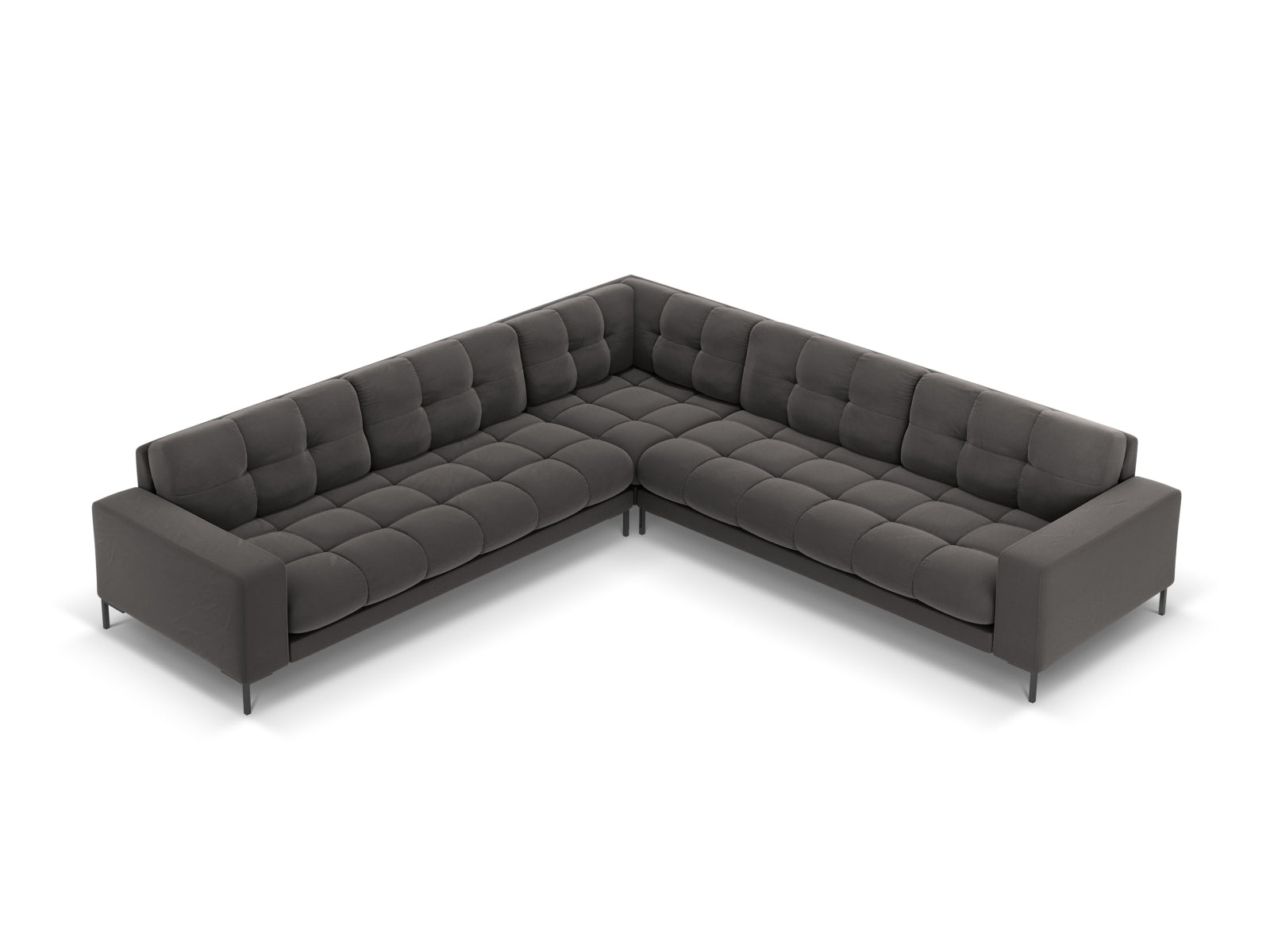 Bali Symmetrical Corner Sofa, 6 Seats, 256x256 cm — Dark Grey / Black Metal