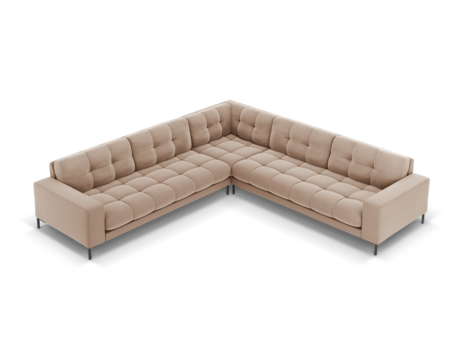 Bali Symmetrical Corner Sofa, 6 Seats, 256x256 cm — Beige / Black Metal