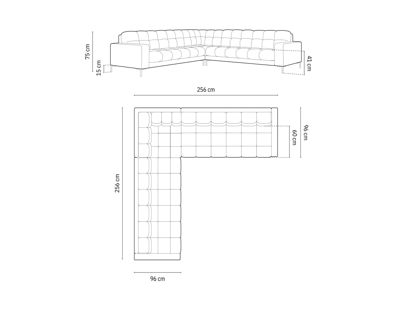 Bali Symmetrical Corner Sofa, 6 Seats, 256x256 cm