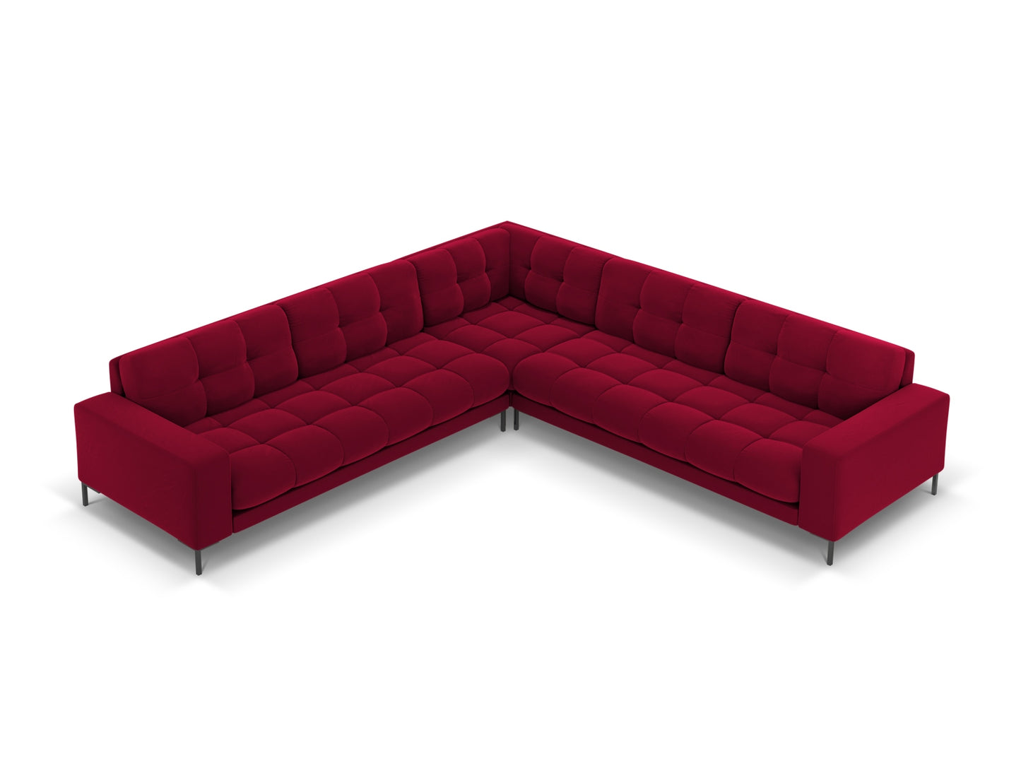 Bali Symmetrical Corner Sofa, 6 Seats, 256x256 cm — Red / Black Metal