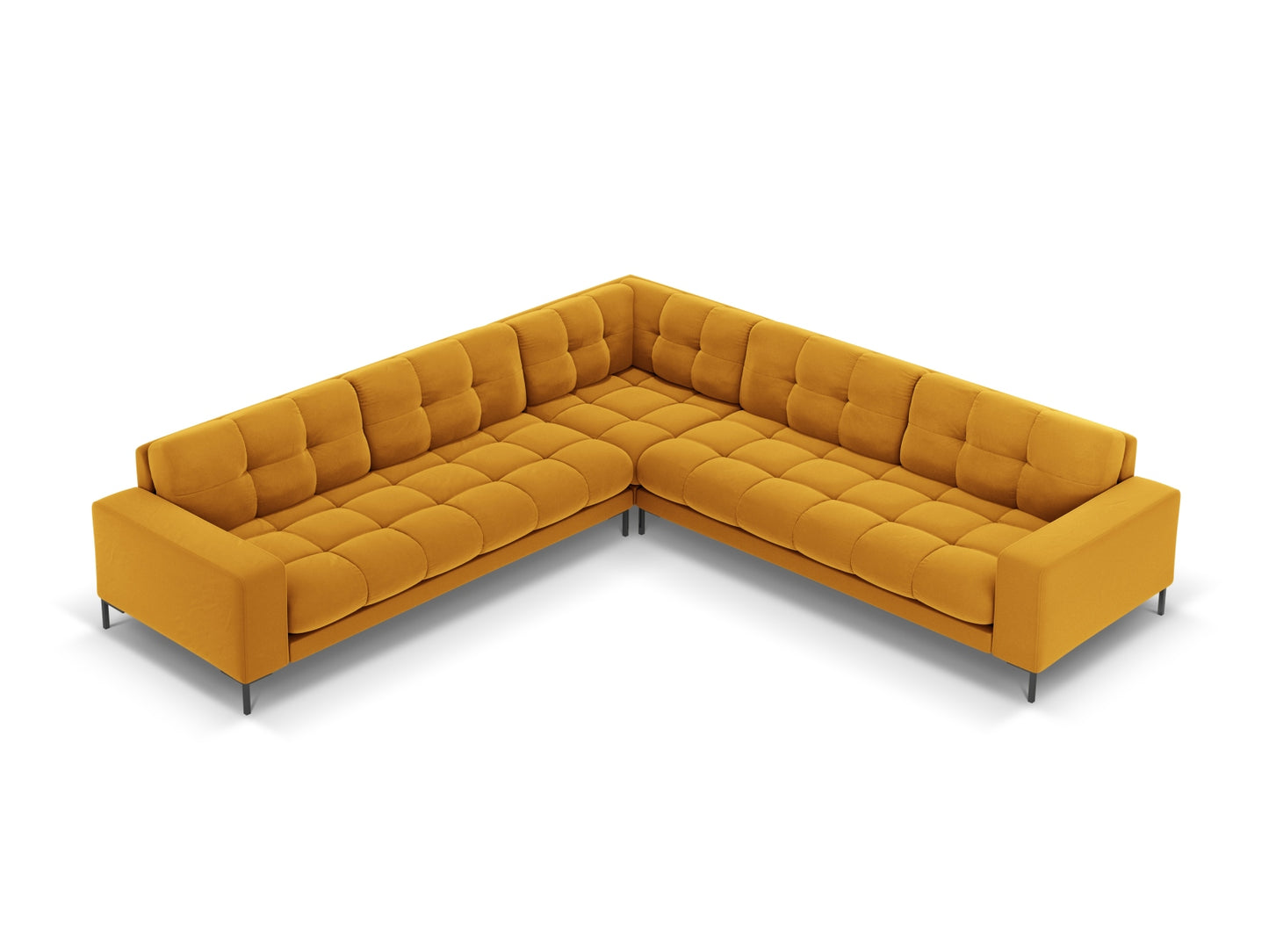 Bali Symmetrical Corner Sofa, 6 Seats, 256x256 cm — Yellow / Black Metal